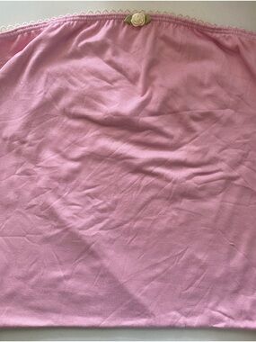 Strapless Pink Tube Top with Decorative Rose Trim